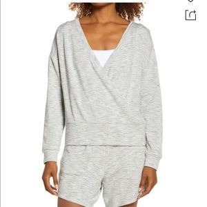 Zella Peaceful Wrap Pullover In Grey Light Heather Size XS Sold out online!